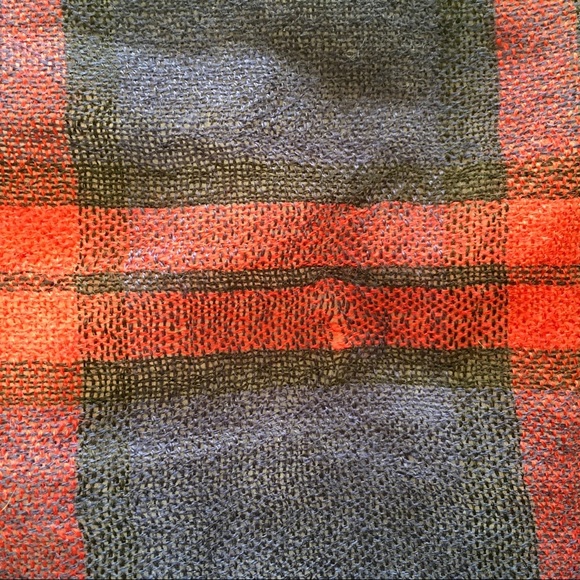 Lightweight Large Red & Blue Plaid Scarf - Picture 5 of 6